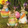 Easter Bunny Garden Stake Weatherproof Spring Yard Art Stake Festive Rabbit Egg Gnome Lawn Stake for Outdoor Planter Flower Bed Easter Decoration