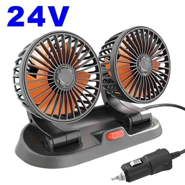 Car Accessories - Car Fan 360° Adjustable 3 Head Air Fan Automotive Electric Fan USB/12V/24V Fan 2 Speeds Car Silent Fan For Home Desk Office&Car
