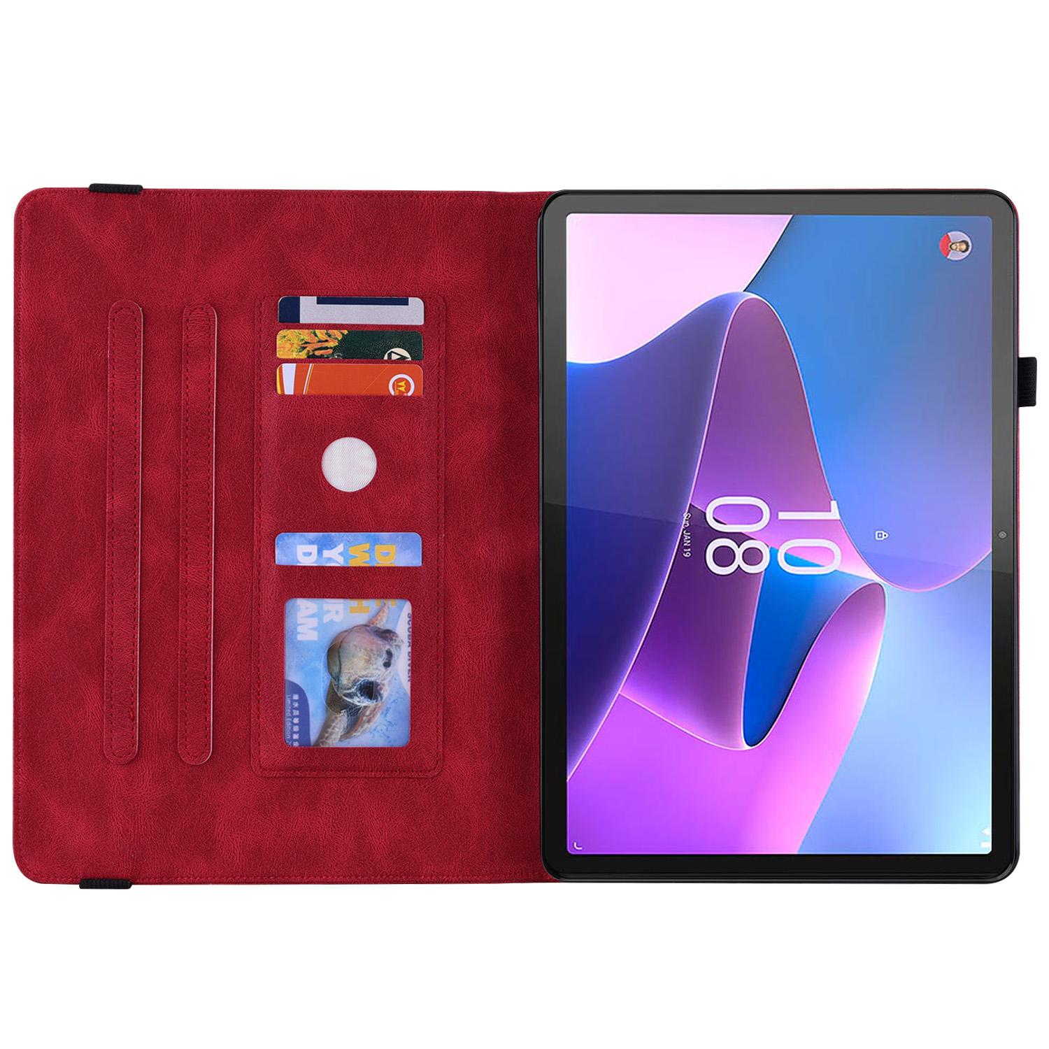 

For Lenovo Tab P12 Case Butterfly Flower Imprinted PU Leather Stand Tablet Cover Pink