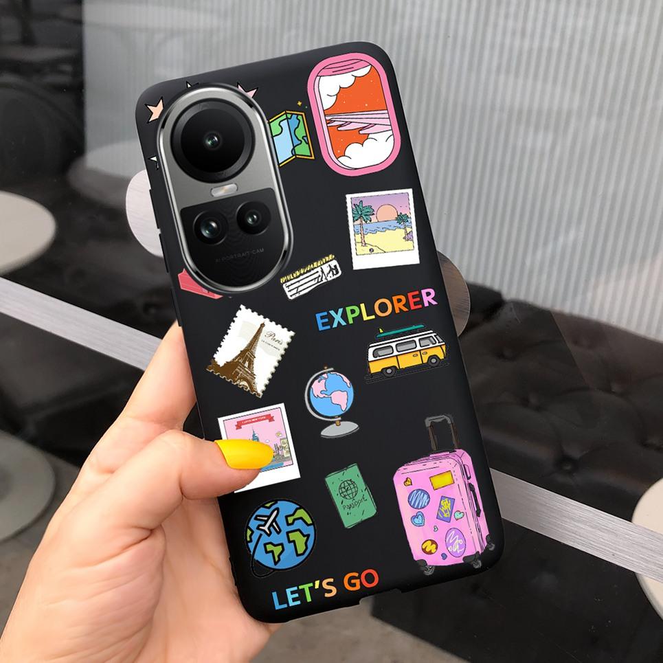 Case For Oppo Reno10 Pro Global Version Cover Bumper For Reno 10 10Pro 5G CPH2531 CPH2525 Soft TPU Capa With Cartoon Print Etui