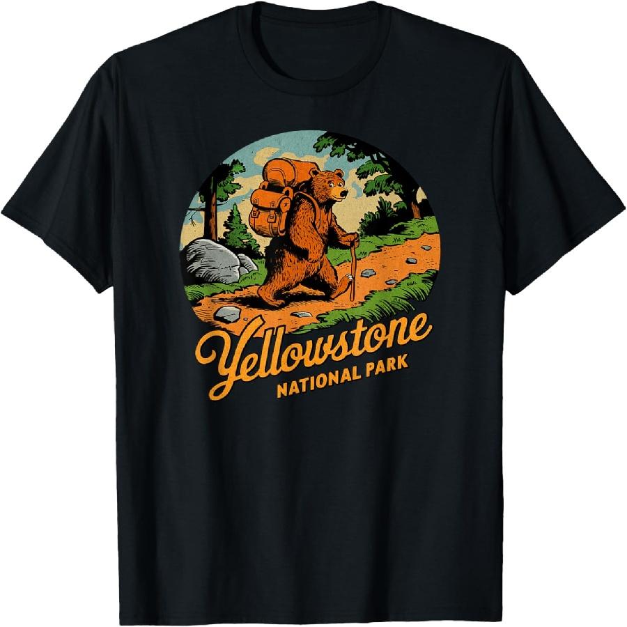 

Yellowstone US national park vintage hiking Souvenir T-Shirt XXXXXL чорний