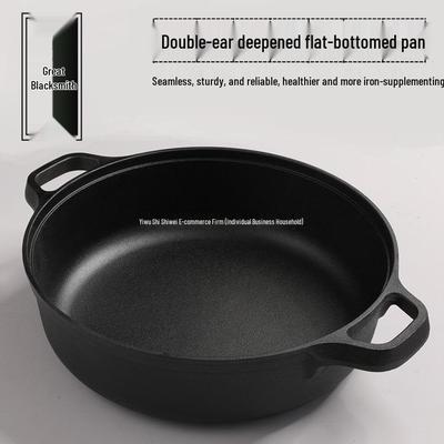 Wok Grueso de Hierro Fundido Hecho a Mano Antiadherente para Freír, Panqueques y Panecillos Fritos - Sartén Vieja sin Recubrimiento