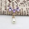2 Pieces of 35 * 45mm Alloy Rhinestone Glass Bow Pearl Pendant DIY Wine Glass Decoration Clothing Hair Accessories