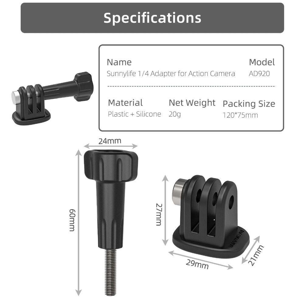 Plastic Tripod Mount Adapter Lightweight Durable 1/4 Screw Portable for DJI Action 5 Pro/4/3 Pocket 3 Insta360 Ace Pro 2 X5