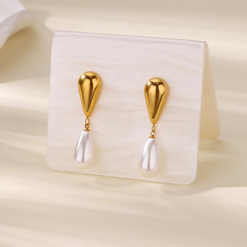 Pearl water drop pendant cute stud earrings k gold fashion trend versatile party jewelry gift