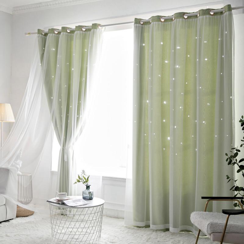 Hollow Star Curtains Of The Same Style, Lace Curtains, Dream Princess, Wind Height Blackout Double-Layer Curtains, Finished Products
