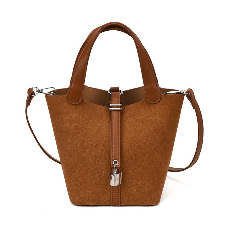 Frosted Retro Bucket Bag 2025 New Trendy Versatile Handbag Temperament Shoulder Bag Commuter Oblique Span Bag