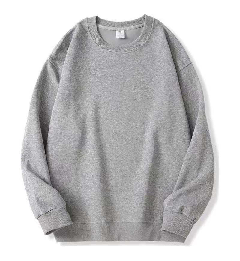 European-American Unisex Pure Cotton Round Neck Sweatshirt - Casual Solid Color, Fall/Winter Long Sleeve Fashion Style