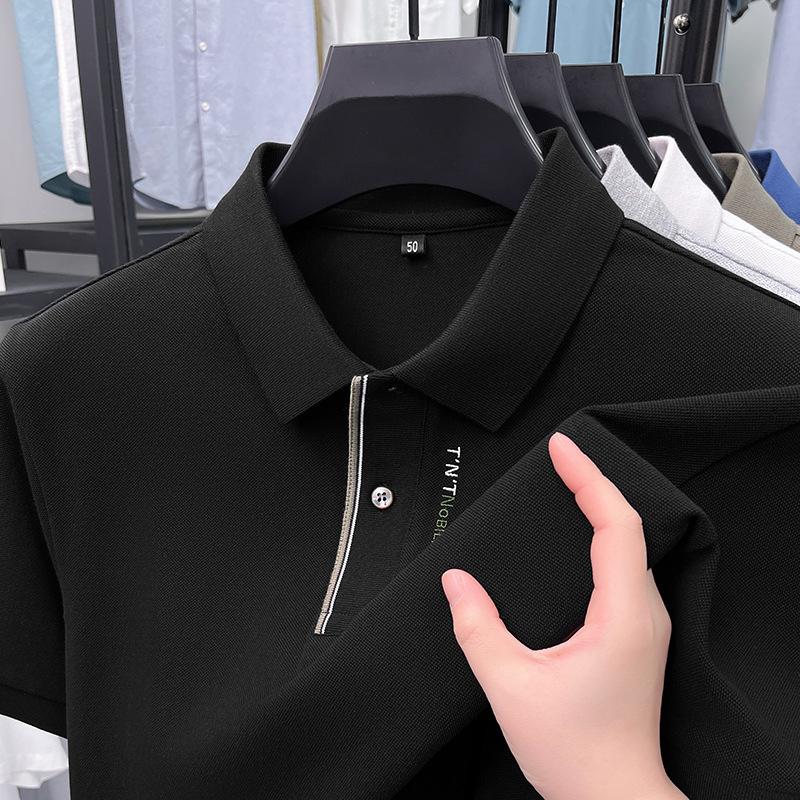 Sommar Herr Pikétröja Kort Ärm Krage Ledig Affär Hals Bomulls T-shirt Herr