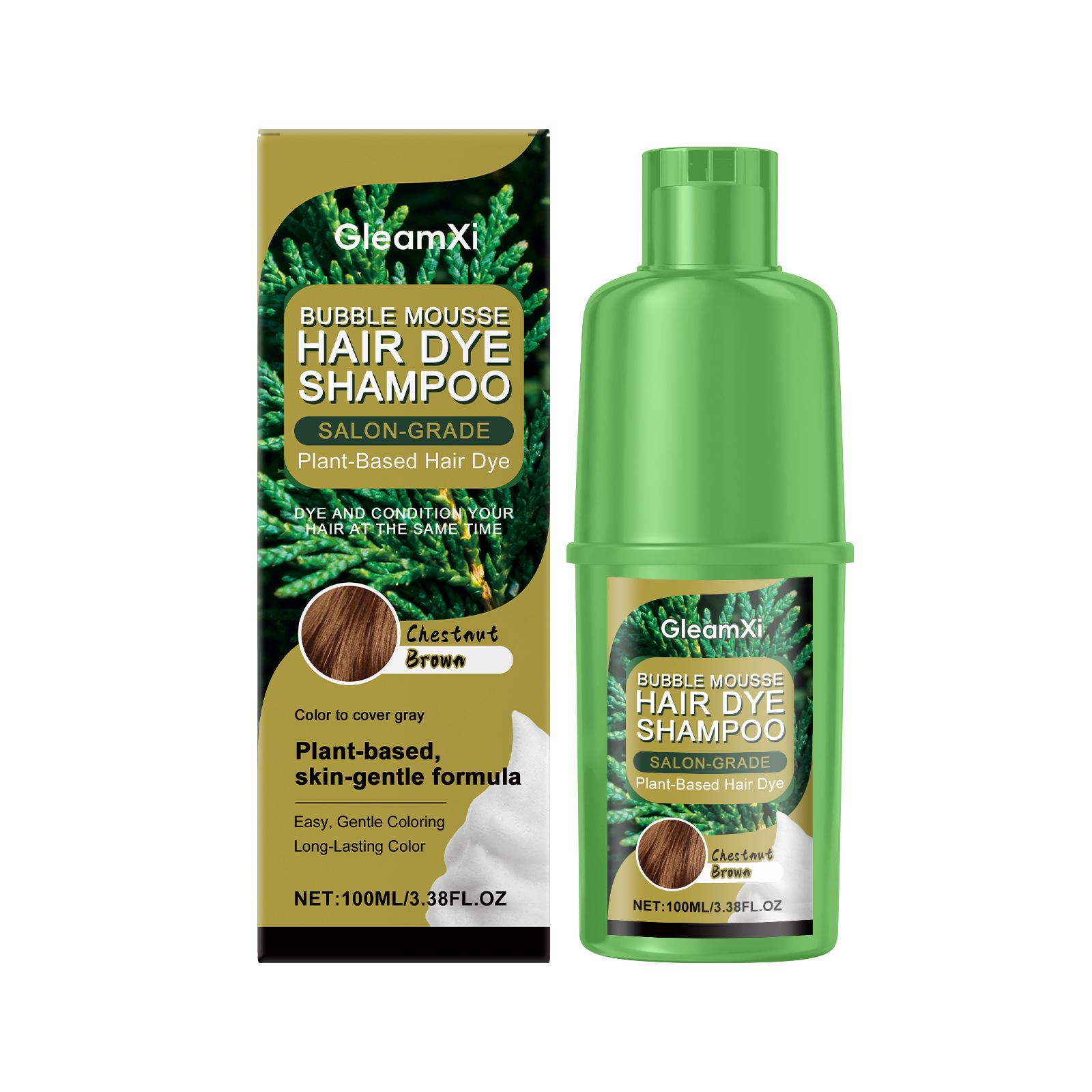 

GleamXi Chestnut Bubble Dye: Gentle Plant-Based Hair Color, Easy Application, Non-Damaging.