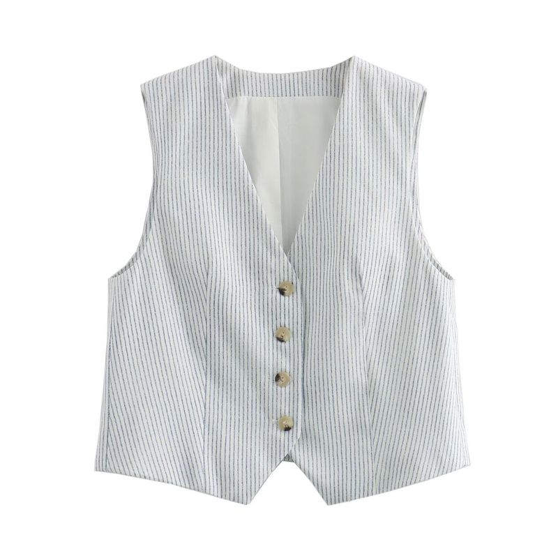 Jnleaog Summer New Arrival Women's Clothing Fashion Style French Style Fashion All-Match Commute Style Casual Stripes Vest