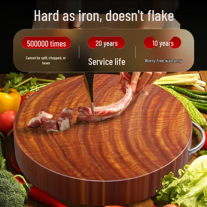 

Ironwood Anti-Mold Solid Wood Cutting Board with Stainless Steel Band