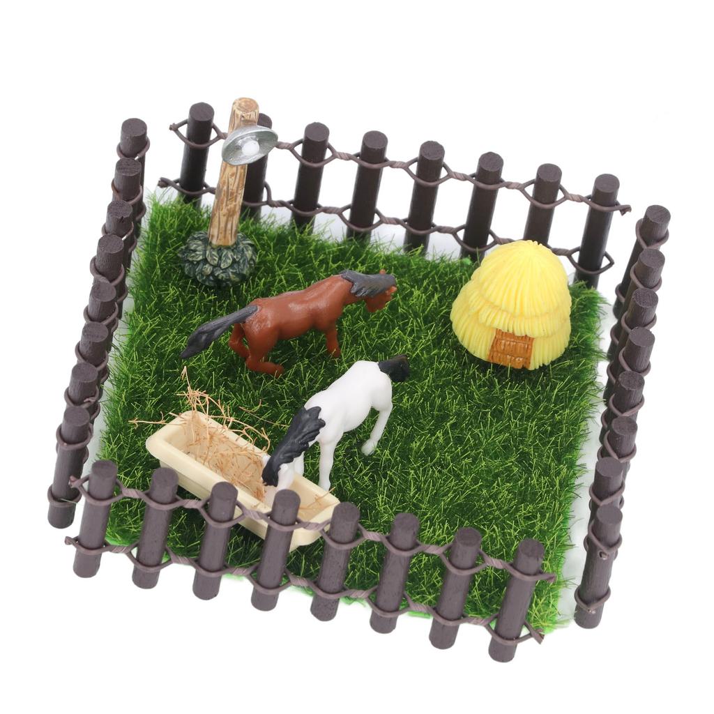 1 : Model Stajni dla Koni Ogrodzenie Skala 12 Model Zagrody Miniaturowej Model Toru Wyścigowego Dekoracyjny Zabawki Małej Stajni dla Koni