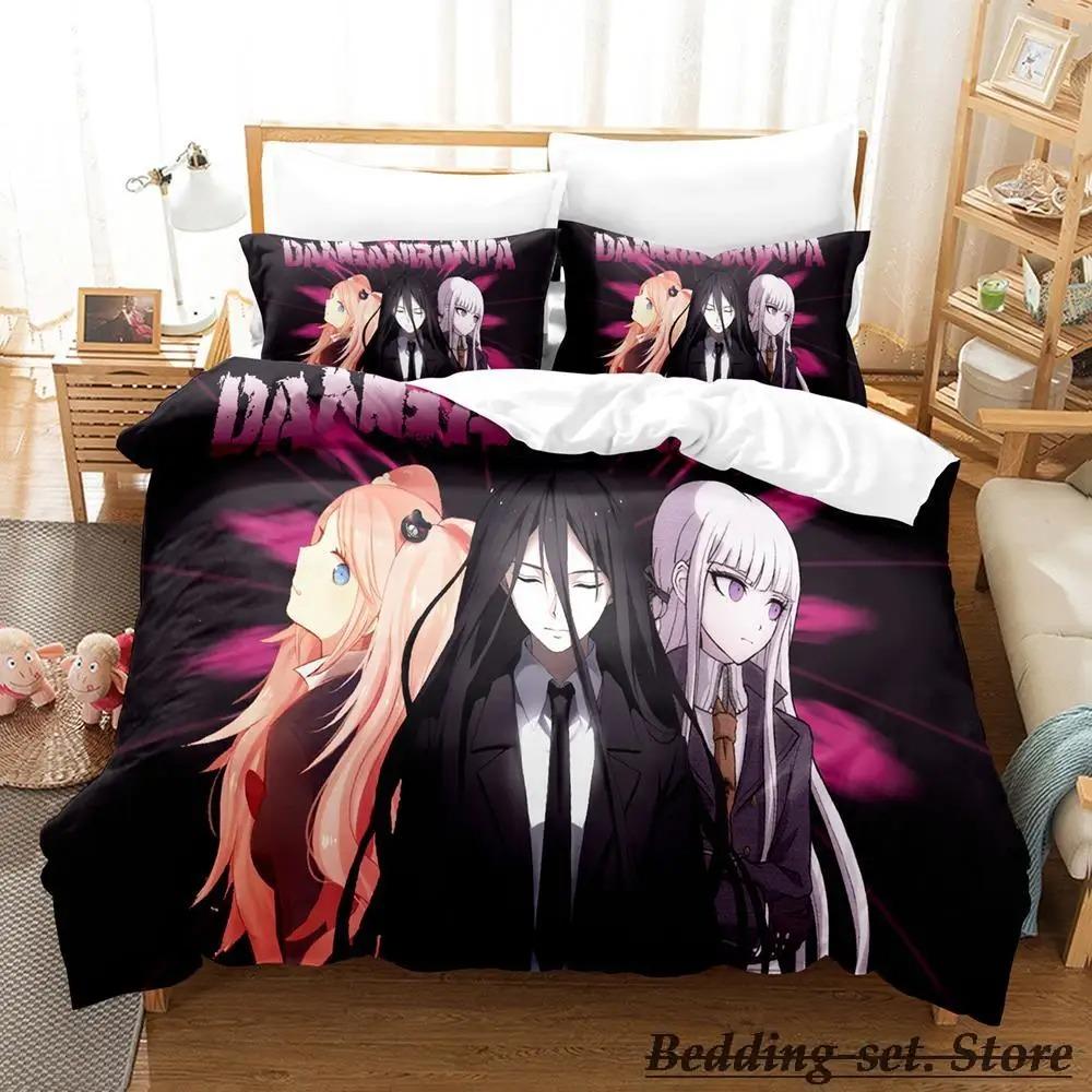 Danganronpa V3 Bedding Set Cartoon Anime three-piece set Adult Kid Bedroom Duvetcover Sets Kawaii Girls comforter bedding sets