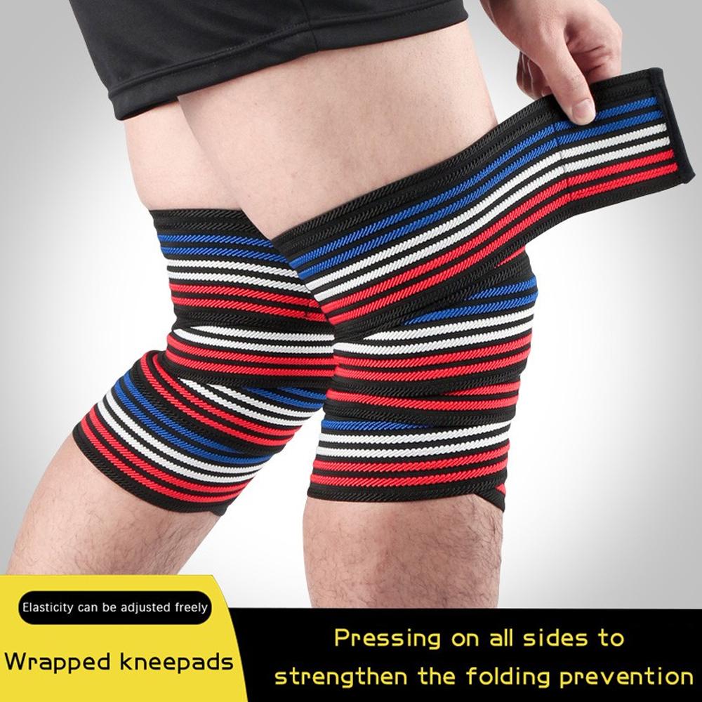 1Pcs Knee Wraps with Strap for Squats,Weightlifting, Leg Press and Cross Training-Flexible 180cm Knee Wraps for Squatting-Unisex