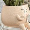 Funny Face Toilet Planter Decorative Resin Head Plant Pot Cute Face Planter with Drainage Hole for Succulents Small Houseplants Outdoor Use