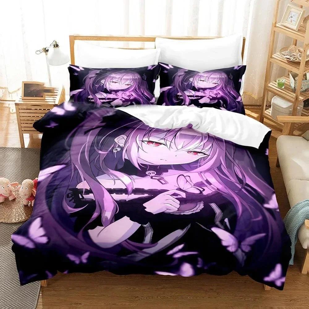 3D Uruha Rushia Anime Hololive Butterfly Girl Printed Bed Set Duvet Cover Pillowcase Bedding Set Linen Sheet Quilt Cover Size