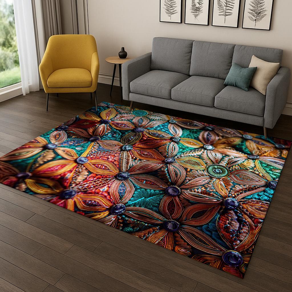 

Baskets Mandala Bohemia Carpet Carpet Rug for Sofa Bedroom Living Room Doormat Home Decor,Kid Game Area Rug Non-slip Mat Gift 40x60cm