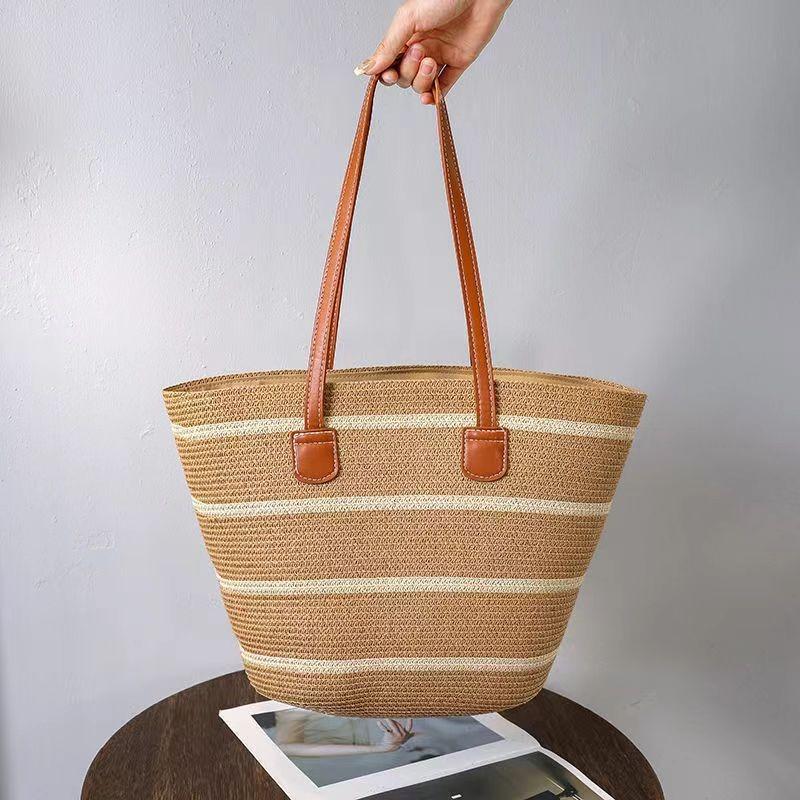Straw bag women's summer bag fashion tote bag large capacity woven bag bucket bag women's bag