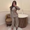 Cross-border European and American Women's Clothing  Amazon Temperament Button Long-sleeved Trend Commuter Workplace Waist Leggings