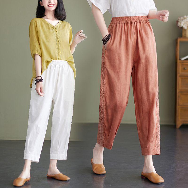 Women's Summer Cotton-Linen Harem Pants 2025: Slimming, Loose, Cropped, Plus-Size