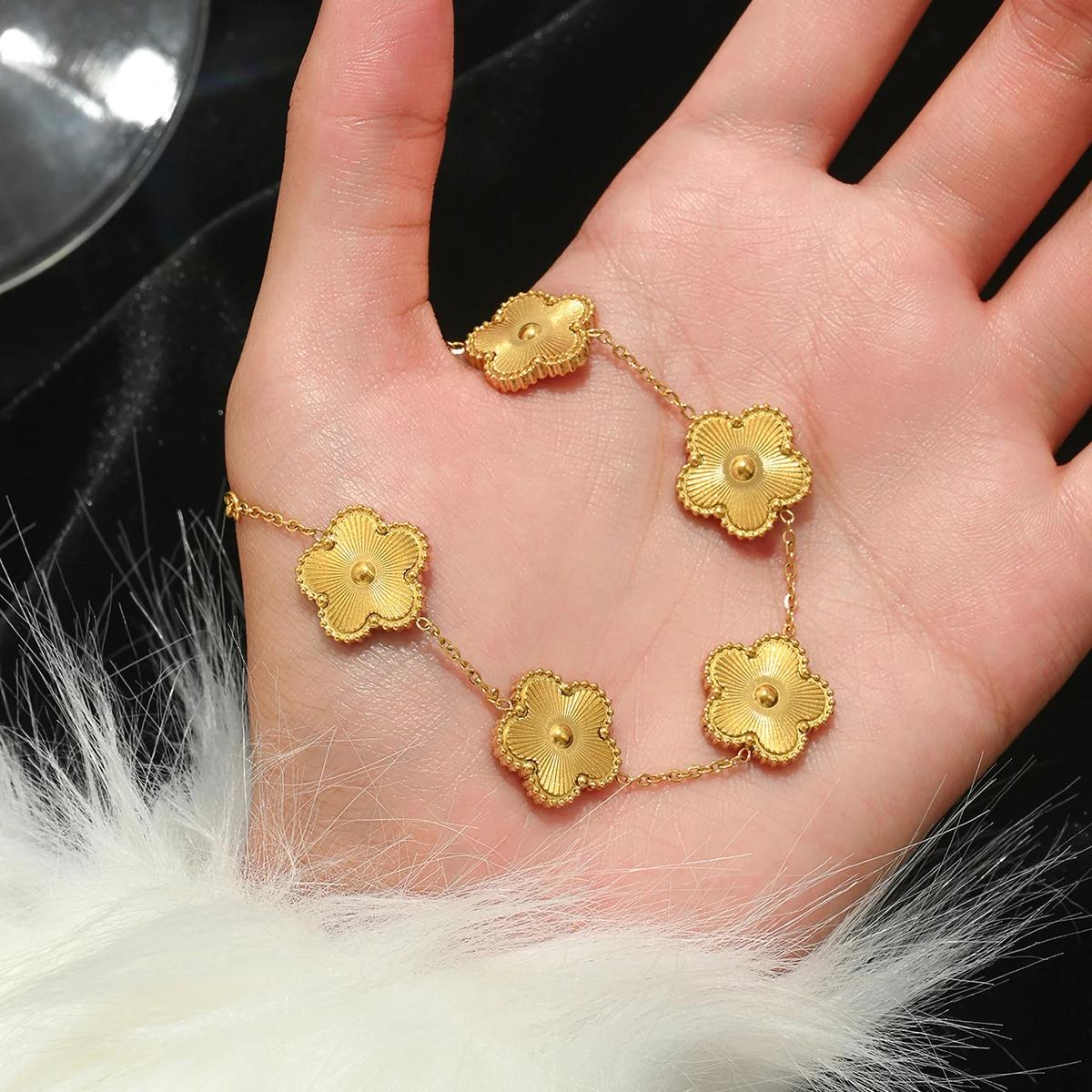 

Европа И Соединенные Штаты Браслет-четырехлистник из нержавеющей стали Счастливый Модный женский браслет на запястье Золотые браслеты