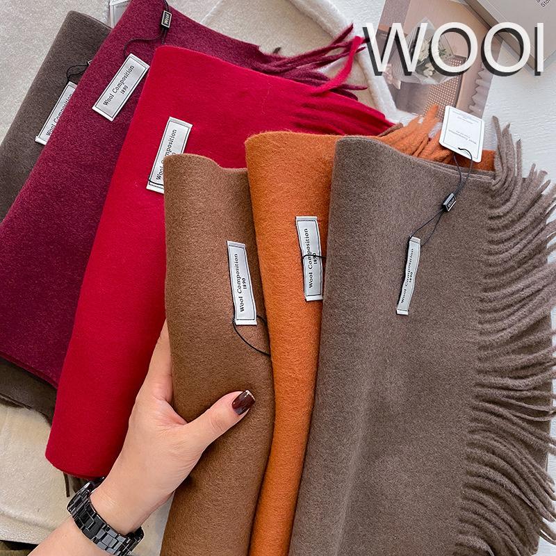 Luxury Wool Scarf For Women Fashion Warm Cashmere Scarves Korean Style Solid Knitted Shawl Wrap Pashmina Bandana Christmas Gift