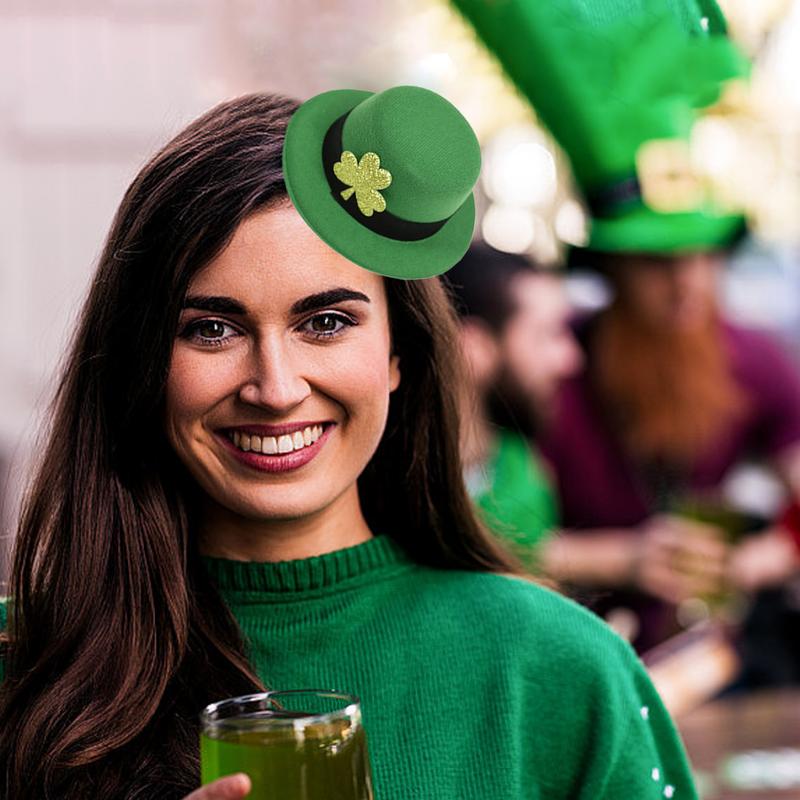 1pcs Saint Patricks Day Top Hat Holiday Green Caps Dress-up Costume for Irish Festival Party and Tree Topper Accessory Props