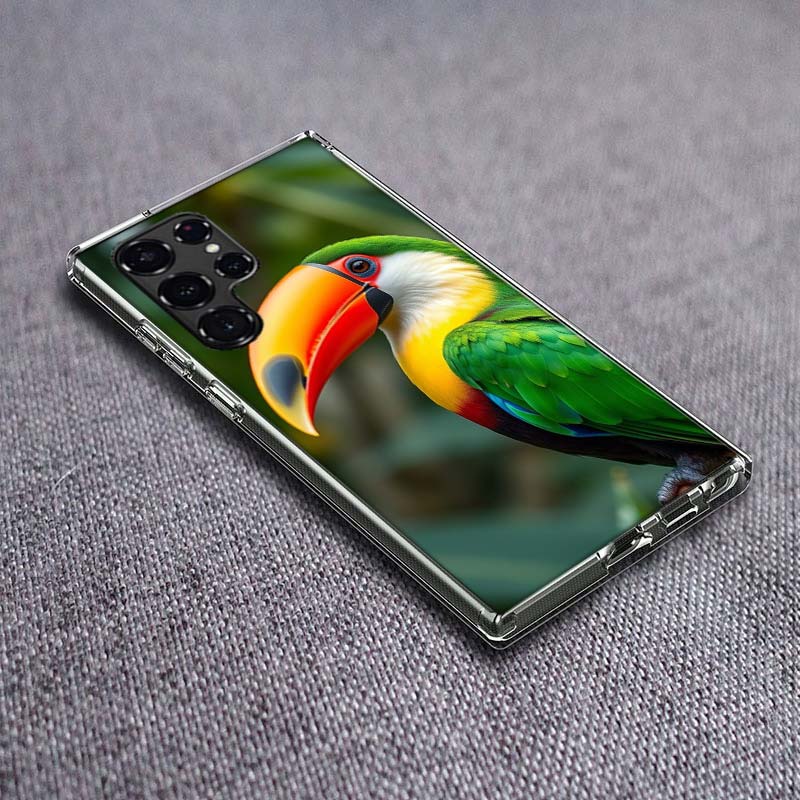 

Keel-Billed Toucan Phone Case For Samsung Galaxy S24 S23 S21 S20 FE S22 S26 Ultra S25 Edge S10 Plus Cover Clear TPU Capa Shell C Samsung S23 FE