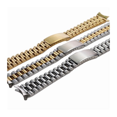 19mm/20mm Day-Date Style Steel Strap for Seiko 5 Sxns80, Snxs79, Snxs79k, Snxs77k, Snxs73 Watch Wristband Bracelet Replacement Part (Silver, 19mm)