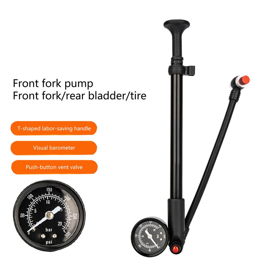 Portable Bicycles Shock Pumps 300PSI High Pressure Bike Tire Pumps with Gauge Bike Tool for Fork & Rear Suspension