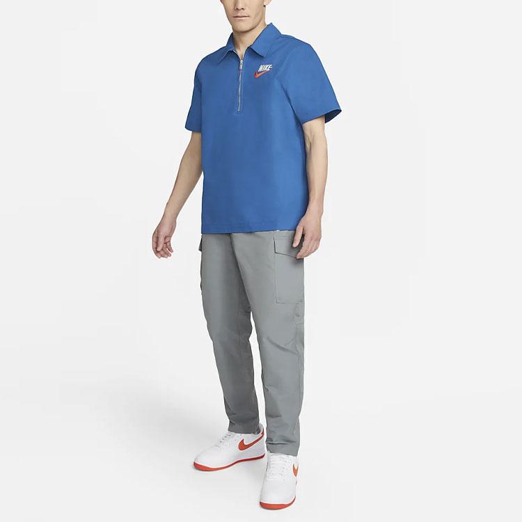 Nike Half-Zip Solid Short Sleeve Polo Shirt Men Tops Blue DM5284-407