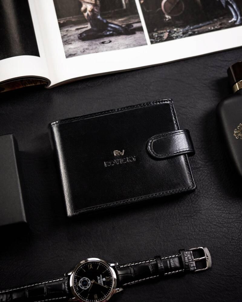 Classic men's wallet made of natural leather - Rovicky