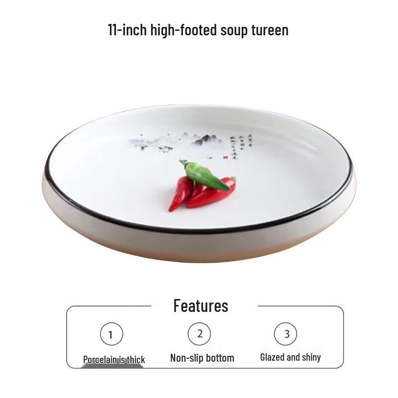 Jimeijiduo 11-Zoll Runde Keramik Tiefplatte mit hohem Fuß