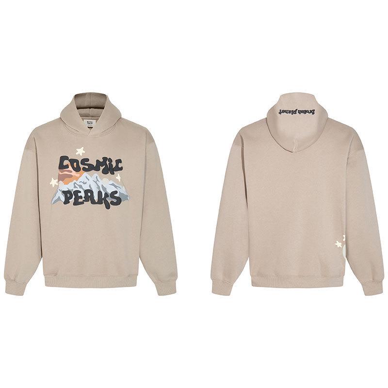 Unisex Broken Planet Print Velvet Hoodie - Trendy & Casual