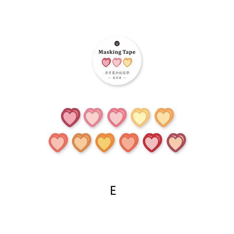 100Pcs/roll Love Heart-shaped Washi Tape Confession Poem Series Hand Account DIY Decoration Sticker Masking Tape Journal Decor