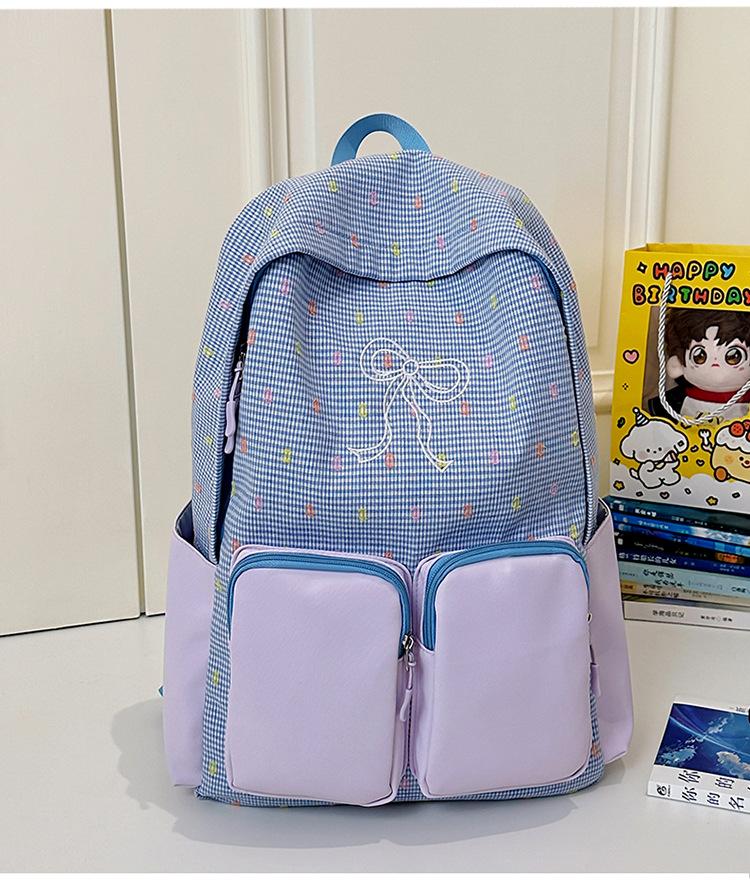 School Bag Summer New School Bag Women's Japanese Ins Small Fresh Cute Girl Heart Bow College Wind Travel Backpack
