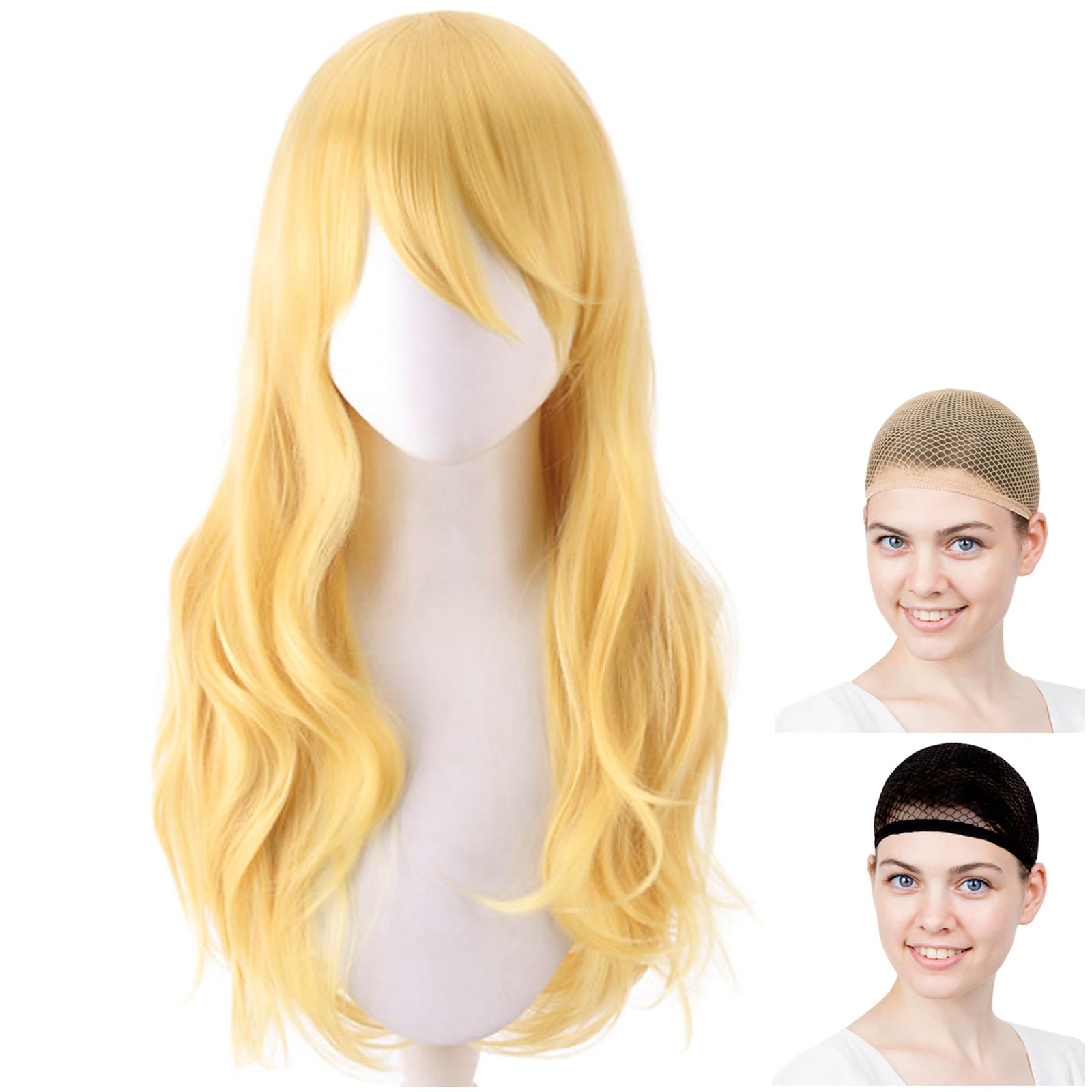 

CaseEden Cosplay Wig, Long Wavy, 70cm, Gold Blonde, Set of 2 Wig Nets (WIG6019)