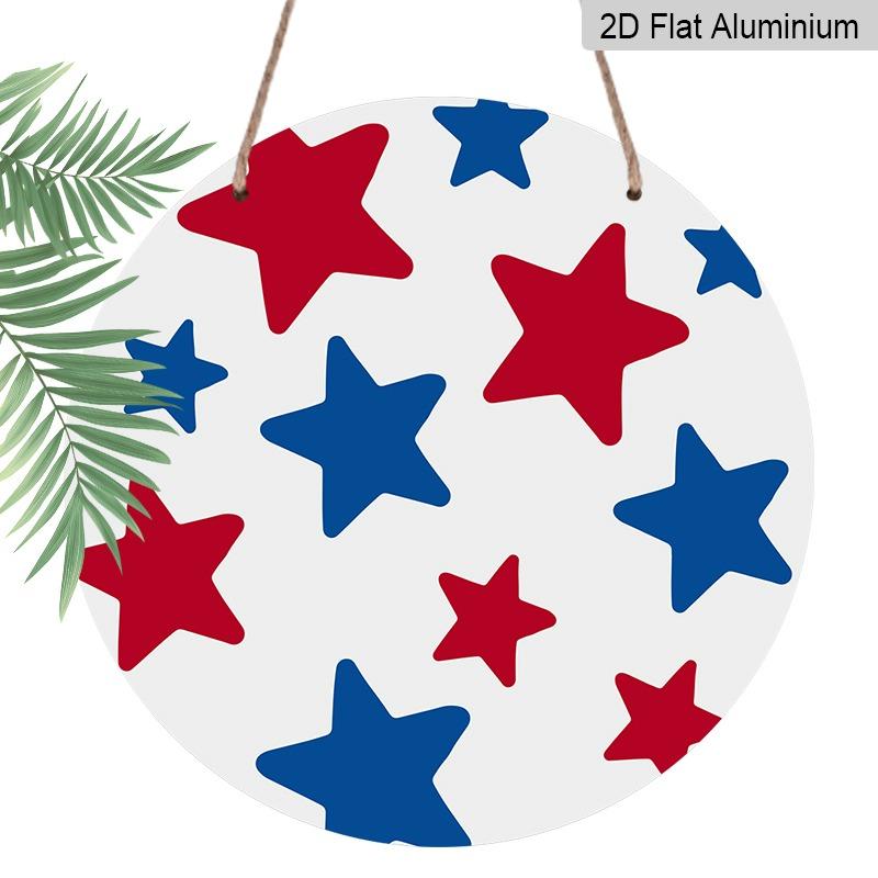 

2D Flat Retro Aluminum Wall Decorations in Various Sizes. Featuring A Patriotic American Independence Day Theme with Red, White, and Blue Stars 20*20cm