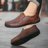 Fashion Brand Casual Business Leather Shoes Men's Handmade Platform Loafers Outdoor Anti Slip Comfortable Luxury Lazy Shoes Large Size