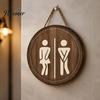 Vintage Hanging Room Sign Wooden Restroom Signs, Men's And Women's Wall Half Toilet Solid Wood Art Bathroom Decor Sign, Rustic Signs Office