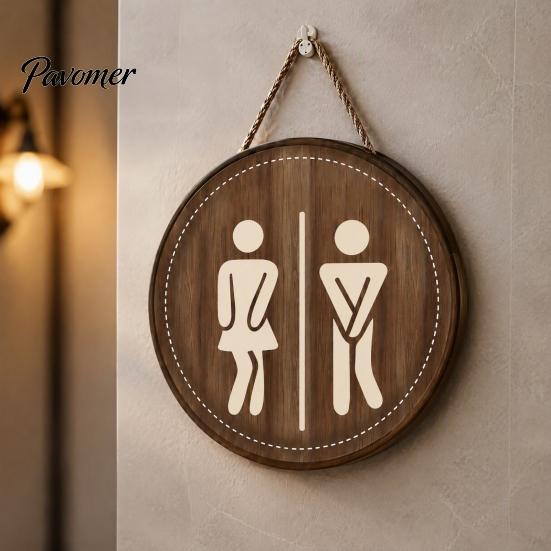 Vintage Hanging Room Sign Wooden Restroom Signs, Men's And Women's Wall Half Toilet Solid Wood Art Bathroom Decor Sign, Rustic Signs Office