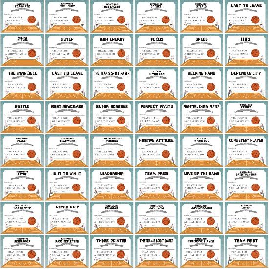 48pcs Cheerleading Award Certificates End of Season Cheerleading Team Awards Sports Ceremony Paper Achievement Certificates School Student Reward Basketball