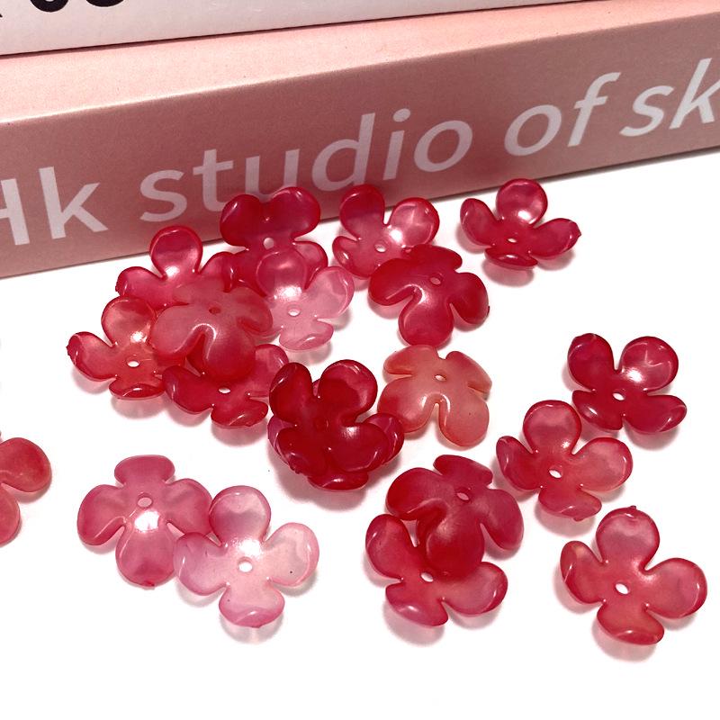 16mm Four-Leaf Petal Imitation Jade Beads – Cherry Blossom Design for DIY Happiness Accessories розовый