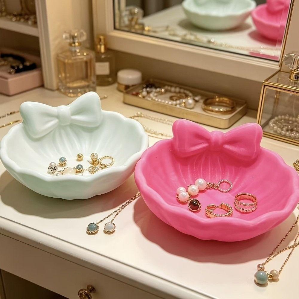 3D Printed Bow Jewelry Tray Bowknot Trinket Dish Ring Holder Dresser Vanity Desk