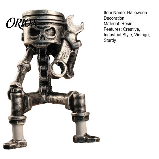 Statua di Robot Vintage Artigianale Scheletro in Resina Resistente, Statuetta Meccanica Industriale, Regalo Stile Heavy Metal Decorazione da Scrivania Gotica per Ufficio Libreria
