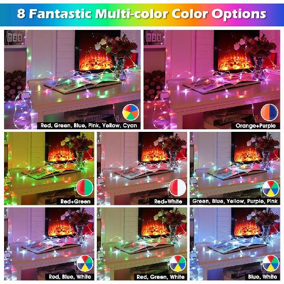 Mlambert 99Ft 300 LED Christmas String Lights Outdoor Indoor, 17 Solid Colors 8 Multicolors 8 Lighting Modes RGB Twinkle Fairy Rope Lights with
