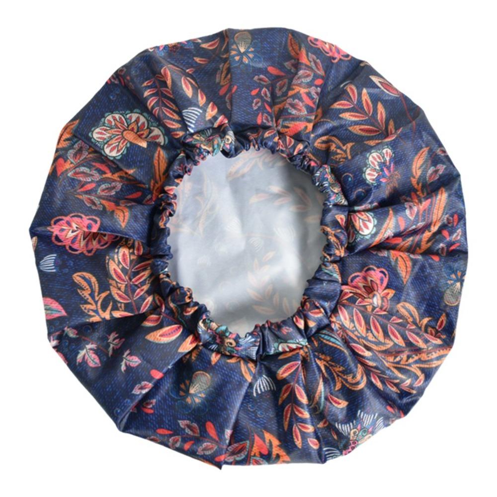 Print Hat Waterproof Double Layer Bath Cap Thick Anti-Fouling Hair Care Caps Reusable Elastic Band Shower Cap Women