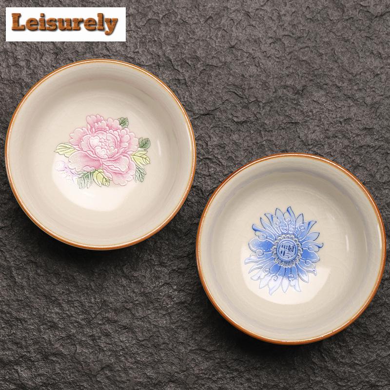 60ml Retro Ru Kiln Ceramic Tea Cup Open Cicada Ceramic Master Cup Puer Tea Bowl Meditation Cup Chazhan Kung Fu Tea Drinkware