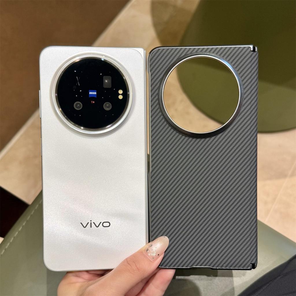 Applicable to vivo x fold1 mobile phone case Plain leather Kevlar pattern XFOLD1 folding screen Magnetic suction center shaft  case